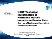 NCST Technical Investigation of Hurricane Maria's Impacts On