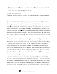 “Developments, Reforms, and Two Great Reformations: Towards a Historical Assessment of Vatican II”
