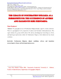 The Climate of Northeastern Bulgaria As a Prerequisite for the Occurrence of Adverse and Hazardous (Risk) Phenomena