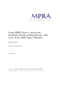 Using REIT Data to Assess the Economic Worth of Mega-Events: the Case of the 2020 Tokyo Olympics