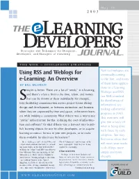 Using RSS and Weblogs for E-Learning: an Overview