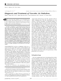 Venous Air Embolism, Result- Retrospective Study of Patients with Venous Or Arterial Ing in Prompt Hemodynamic Improvement