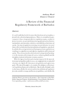 A Review of the Financial Regulatory Framework of Barbados