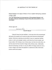 An Abstract of the Thesis Of