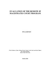 Evaluation of the Remote Jp Magistrates Court Program