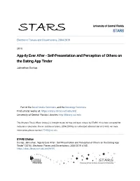 Self-Presentation and Perception of Others on the Dating App Tinder