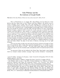 7 John Whitmer and the Revelations of Joseph Smith