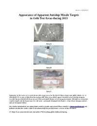 Appearance of Apparent Antiship Missile Targets in Gobi Test Areas During 2013