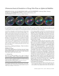 Chemomechanical Simulation of Soap Film Flow on Spherical Bubbles