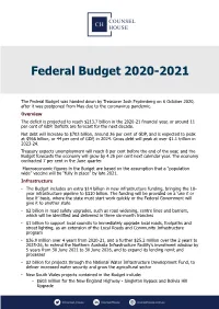 Federal Budget 2020-2021