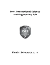 Intel International Science and Engineering Fair Finalist Directory