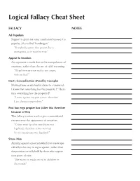 Logical Fallacy Cheat Sheet