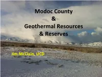 Modoc County & Geothermal Resources & Reserves