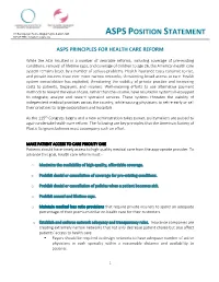 Principles for Health Care Reform