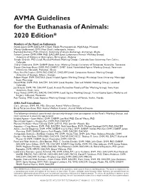 AVMA Guidelines for the Euthanasia of Animals: 2020 Edition*