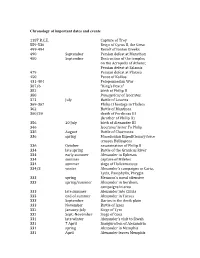 Chronology of Important Dates and Events 1187 BCE Capture of Troy