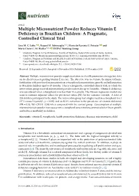 Multiple Micronutrient Powder Reduces Vitamin E Deficiency In