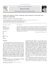 Small-Scale Mining in China: Assessing Recent Advances in the Policy and Regulatory Framework