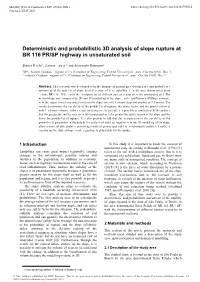 Deterministic and Probabilistic 3D Analysis of Slope Rupture at BR 116 PR/SP Highway in Unsaturated Soil