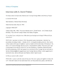 Interview with A. David Fritzlan