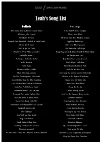 Leah's Song List