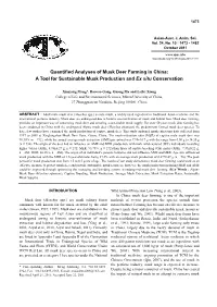 Quantified Analyses of Musk Deer Farming in China: a Tool for Sustainable Musk Production and Ex Situ Conservation