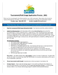 Tournament/Field Usage Application Process - 2021