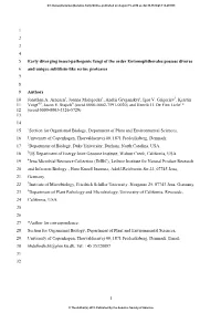 1 1 2 3 4 Early Diverging Insect-Pathogenic Fungi of the Order