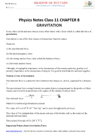 Physics Notes Class 11 CHAPTER 8 GRAVITATION