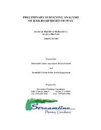 Preliminary Right-Of-Way Analysis – Part 1 (Streamline Planning 2014)