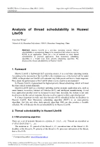 Analysis of Thread Schedulability in Huawei Liteos