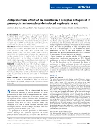 Antiproteinuric Effect of an Endothelin-1 Receptor Antagonist in Puromycin Aminonucleoside-Induced Nephrosis in Rat