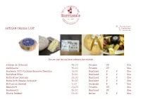 ARTISAN CHEESE LIST *P - Pasteurised *V - Vegetarian