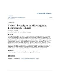 Cultural Techniques of Mirroring from Lecanomancy to Lacan George C