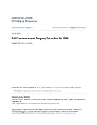 Fall Commencement Program, December 16, 1994