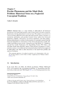 Psychic Phenomena and the Mind–Body Problem: Historical Notes on a Neglected Conceptual Tradition