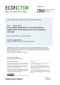 Socio-Spatial Dimensions in Energy Transitions: Applying the TPSN Framework to Case Studies in Germany