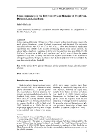 Some Comments on the Flow Velocity and Thinning of Svenbreen, Dickson Land, Svalbard