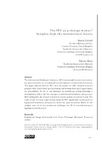 The IPC As a Change-Maker? Insights from the Institutional Theory