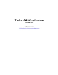 Windows NLS Considerations Version 2.1