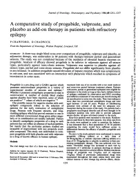 A Comparative Study of Progabide, Valproate, and Epilepsy