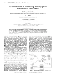 Characterization of Human Scalp Hairs by Optical Low-Coherence Reflectometry