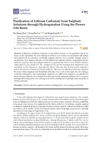 Purification of Lithium Carbonate from Sulphate Solutions Through