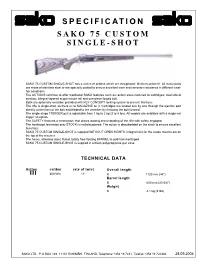 Specification Sako 75 Custom Single-Shot