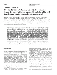 The Bacterium Wolbachia Exploits Host Innate Immunity to Establish a Symbiotic Relationship with the Dengue Vector Mosquito Aedes Aegypti