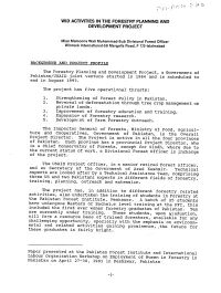 Wid Activities in the Forestry Planning and Development Project