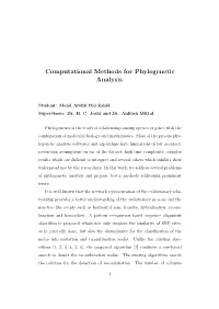 Computational Methods for Phylogenetic Analysis