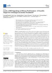 Cyclic AMP Signaling in Biliary Proliferation: a Possible Target for Cholangiocarcinoma Treatment?