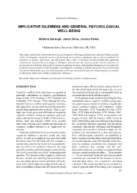 Implicative Dilemmas and General Psychological Well-Being