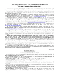 New Pulp-Related Books and Periodicals Available from Michael Chomko for October 2007